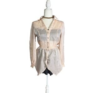 Story On Sheer Blush Button Front Top – Size M